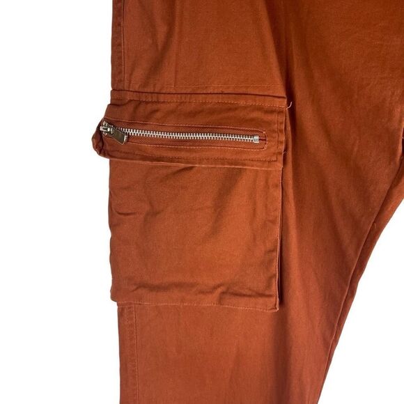Nova men brick red pull up cargo pants sz 40 elasticized waist zip front pockets - Picture 3 of 6